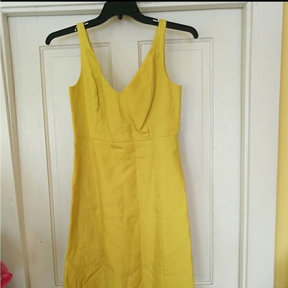 J CREW Dress Sleeveless V Neck Cotton Yellow - Picture 5 of 8